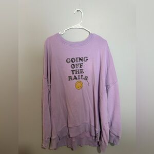 aerie Lavender "Going Off The Rails" Graphic Sweatshirt